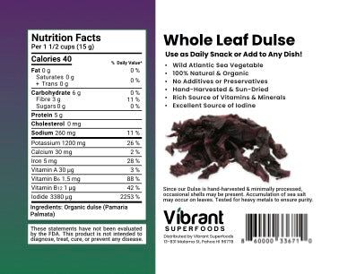 Dulse Whole Leaf Raw Organic Vibrant Superfoods